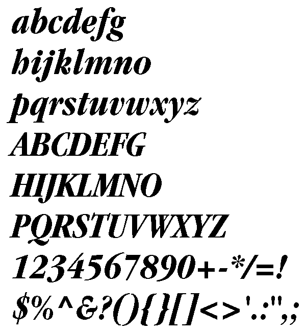 Garamond Condensed Bold Italic