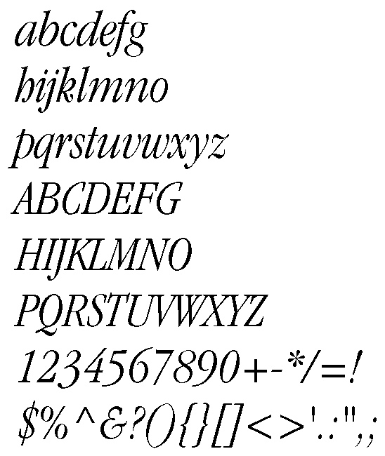 Garamond Condensed Light Italic